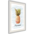 Plakat - Ananas na pasiastym tle