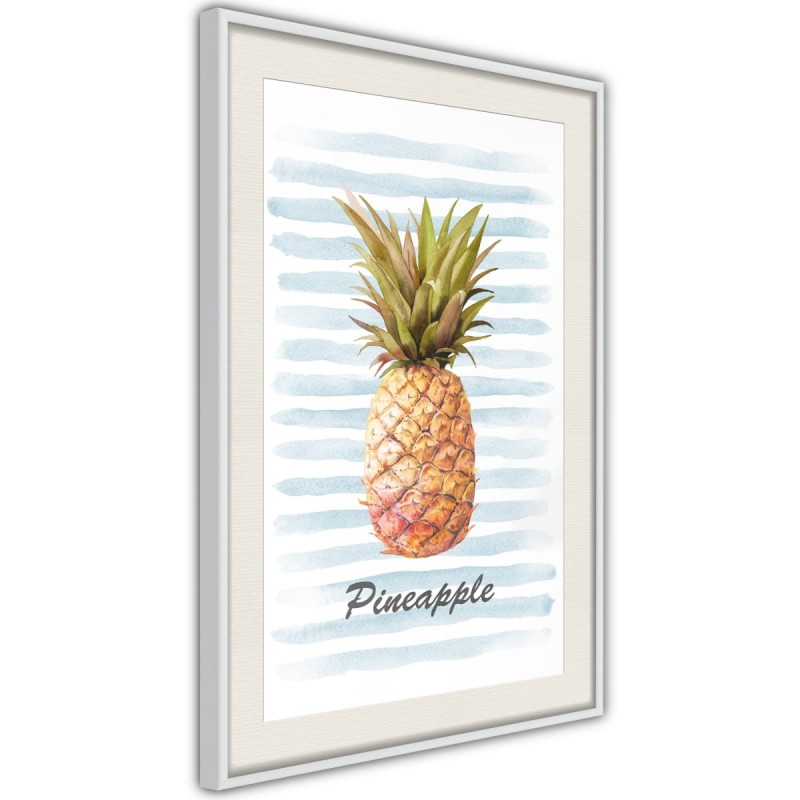 Plakat - Ananas na pasiastym tle