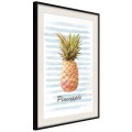 Plakat - Ananas na pasiastym tle