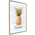 Plakat - Ananas na pasiastym tle