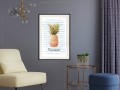 Plakat - Ananas na pasiastym tle