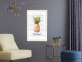 Plakat - Ananas na pasiastym tle