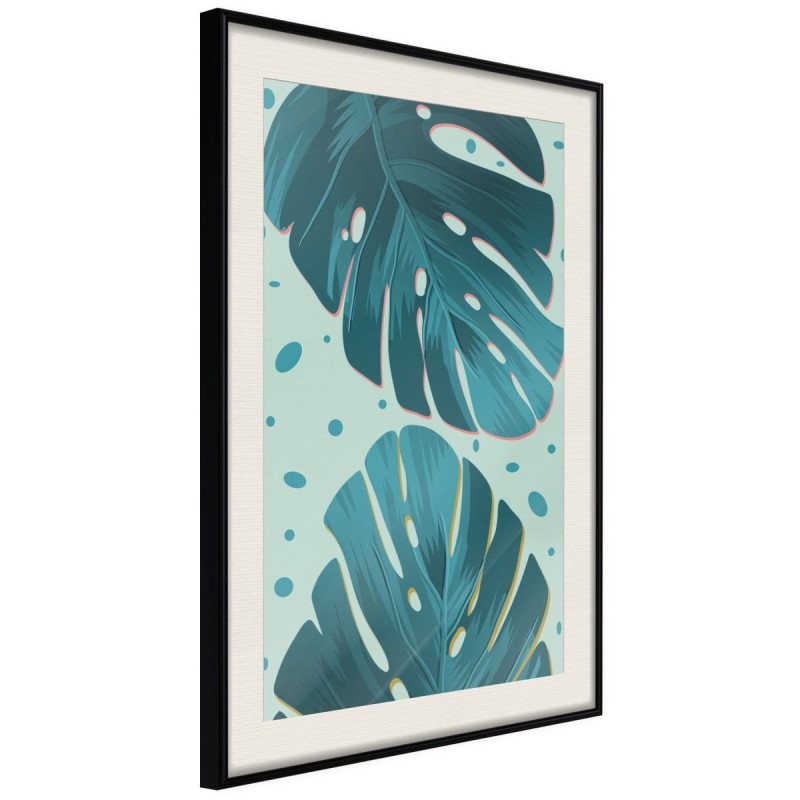 Plakat - Pastelowe liście monstery