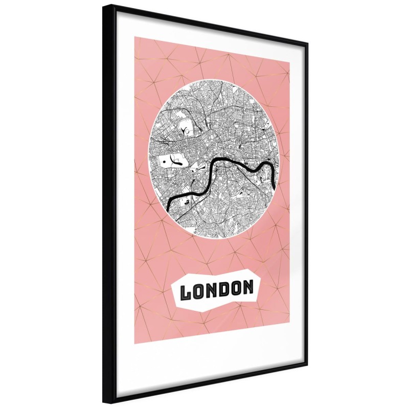 Plakat - Plan miasta: Londyn (różowy)
