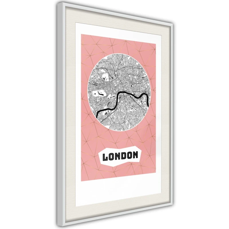 Plakat - Plan miasta: Londyn (różowy)