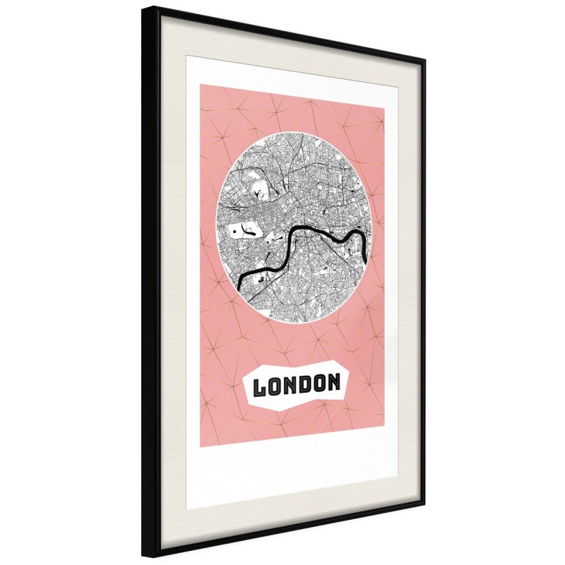 Plakat - Plan miasta: Londyn (różowy)
