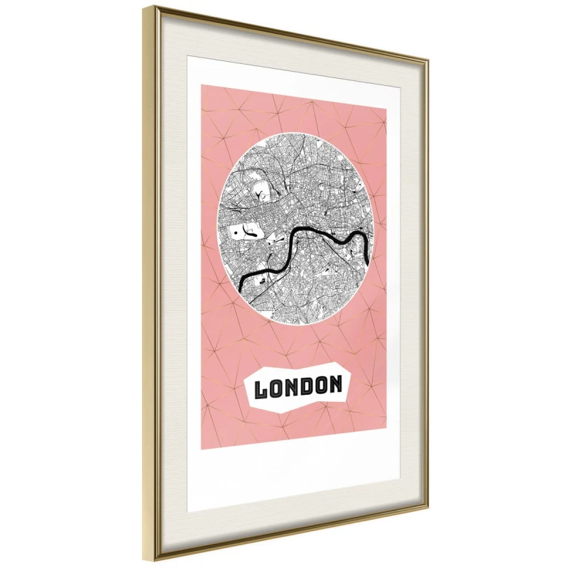 Plakat - Plan miasta: Londyn (różowy)