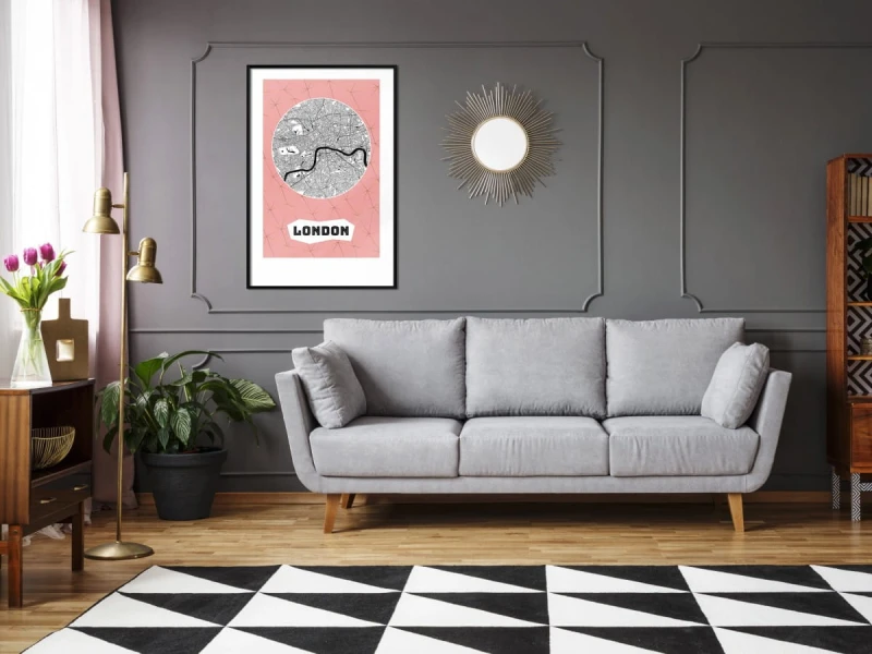 Plakat - Plan miasta: Londyn (różowy)