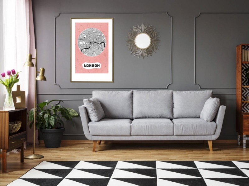 Plakat - Plan miasta: Londyn (różowy)