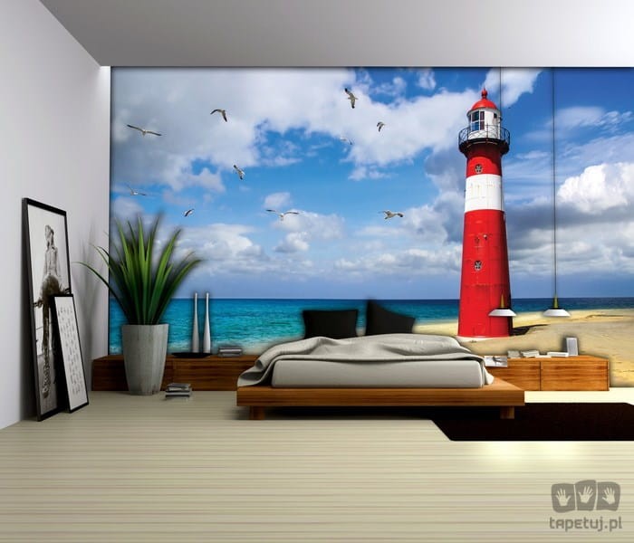 Fototapeta latarnia morska i plaża
