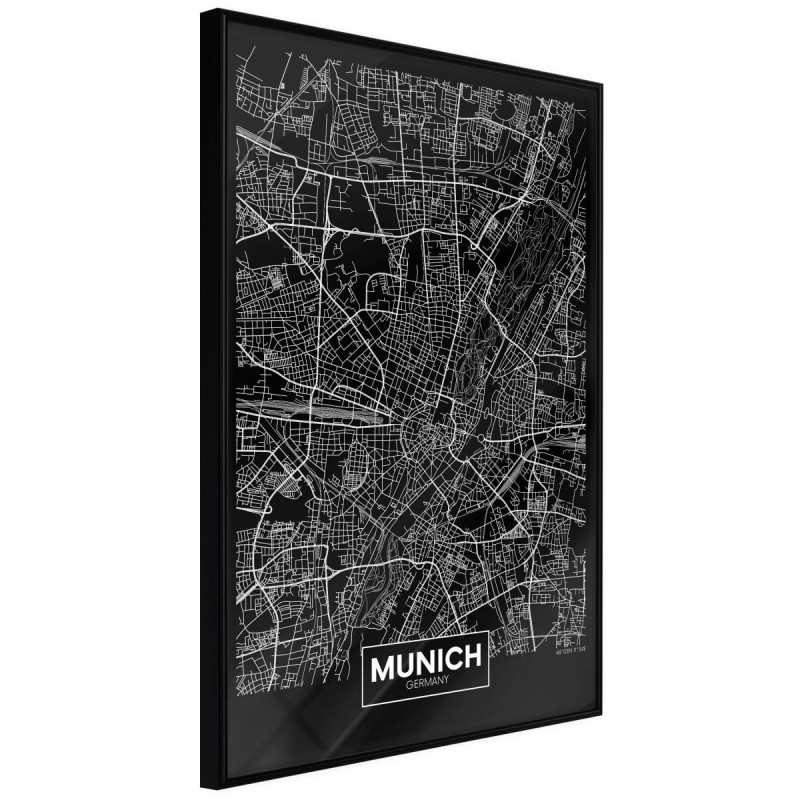 Plakat - Plan miasta: Monachium (ciemny)