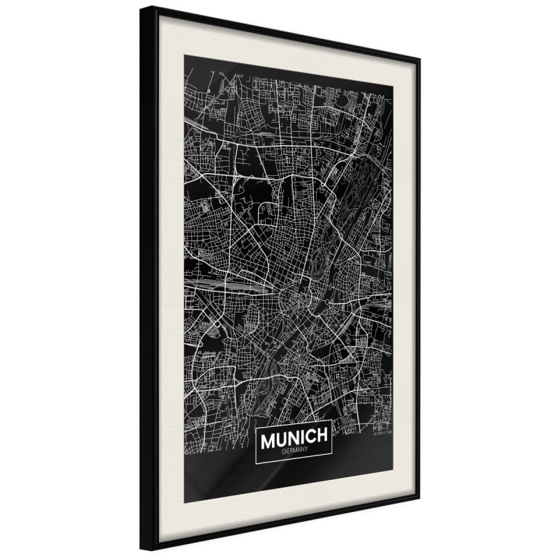 Plakat - Plan miasta: Monachium (ciemny)