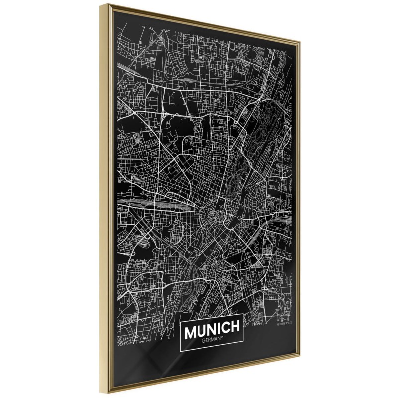 Plakat - Plan miasta: Monachium (ciemny)