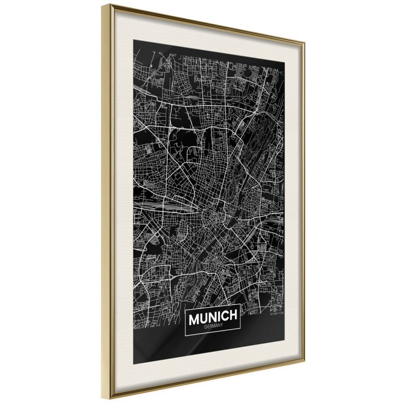 Plakat - Plan miasta: Monachium (ciemny)