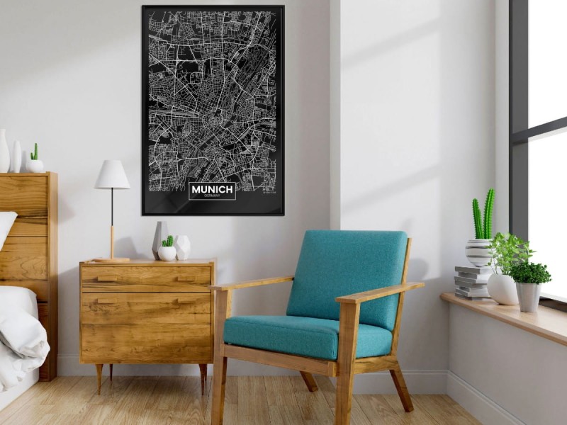 Plakat - Plan miasta: Monachium (ciemny)