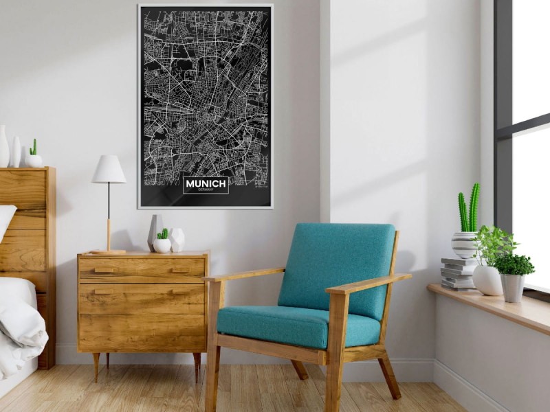 Plakat - Plan miasta: Monachium (ciemny)