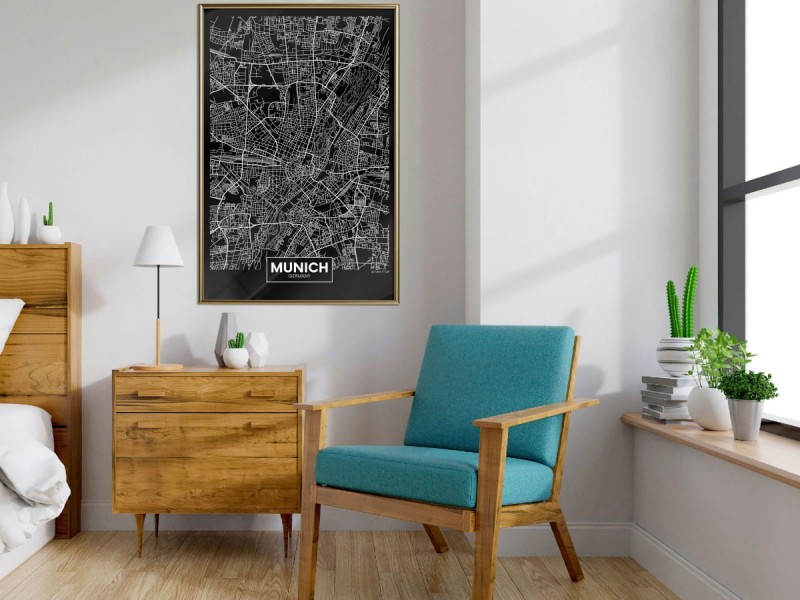 Plakat - Plan miasta: Monachium (ciemny)