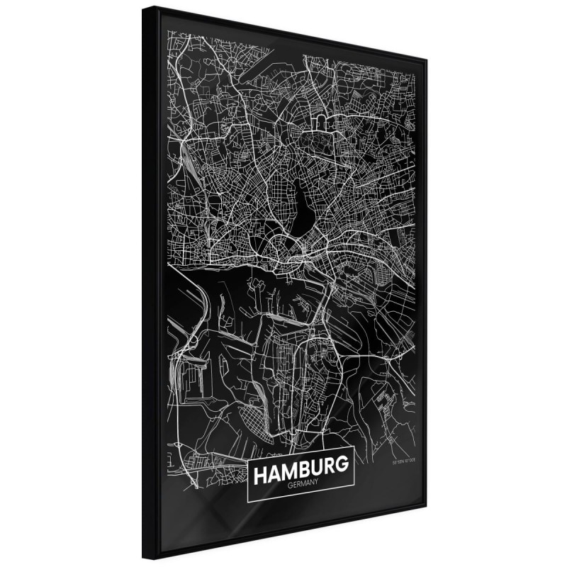 Plakat - Plan miasta: Hamburg (ciemny)