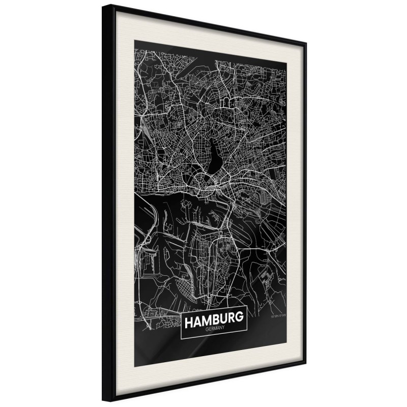 Plakat - Plan miasta: Hamburg (ciemny)