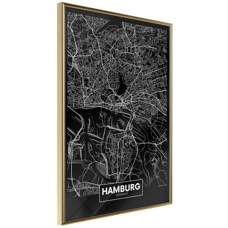 Plakat - Plan miasta: Hamburg (ciemny)