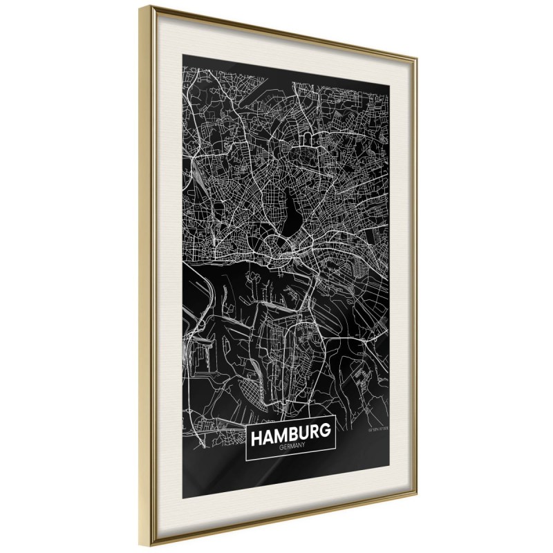 Plakat - Plan miasta: Hamburg (ciemny)