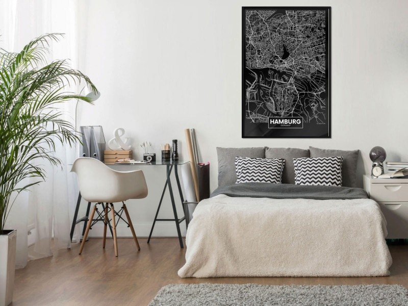 Plakat - Plan miasta: Hamburg (ciemny)