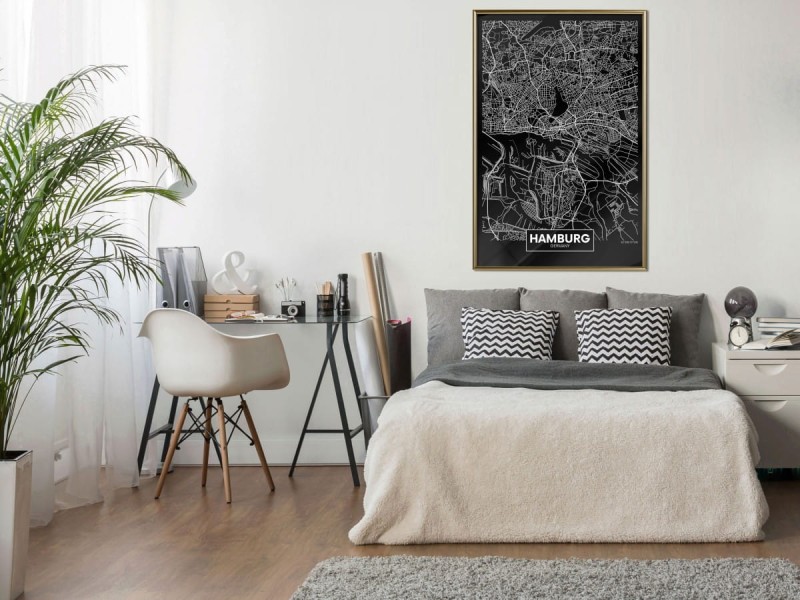 Plakat - Plan miasta: Hamburg (ciemny)