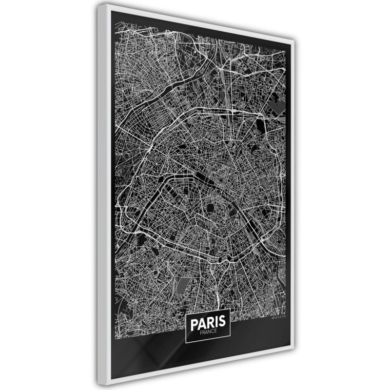 Plakat - Plan miasta: Paryż (ciemny)