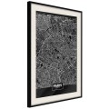 Plakat - Plan miasta: Paryż (ciemny)