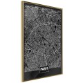 Plakat - Plan miasta: Paryż (ciemny)