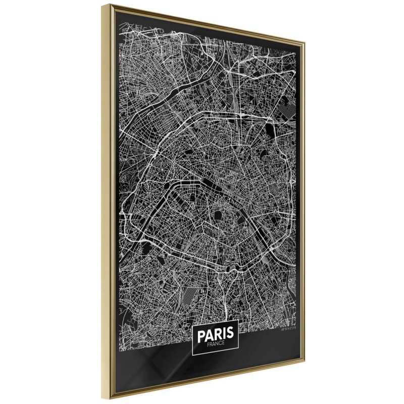 Plakat - Plan miasta: Paryż (ciemny)