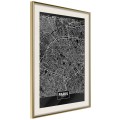 Plakat - Plan miasta: Paryż (ciemny)