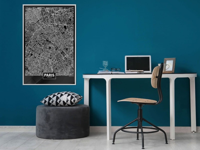 Plakat - Plan miasta: Paryż (ciemny)