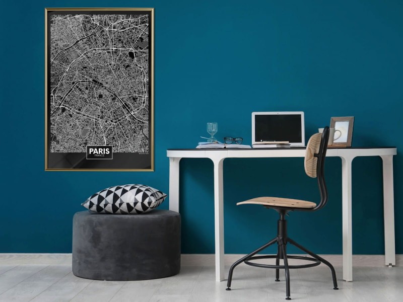 Plakat - Plan miasta: Paryż (ciemny)