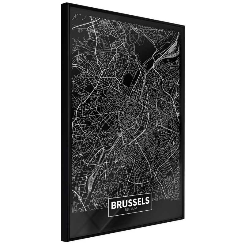Plakat - Plan miasta: Bruksela (ciemny)