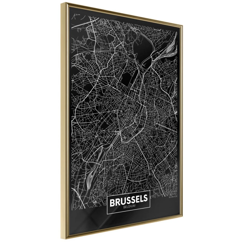 Plakat - Plan miasta: Bruksela (ciemny)