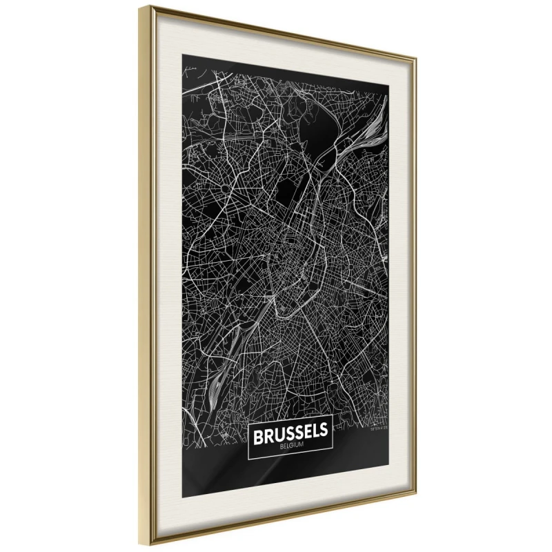 Plakat - Plan miasta: Bruksela (ciemny)