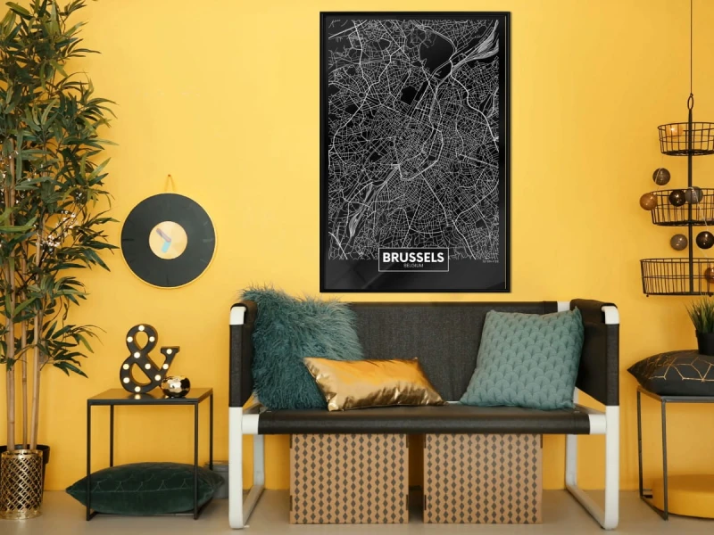 Plakat - Plan miasta: Bruksela (ciemny)