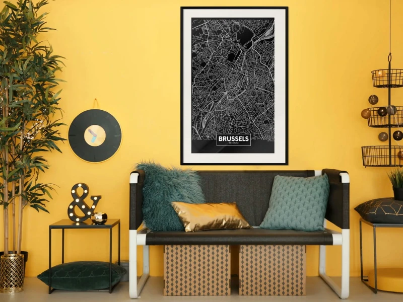 Plakat - Plan miasta: Bruksela (ciemny)
