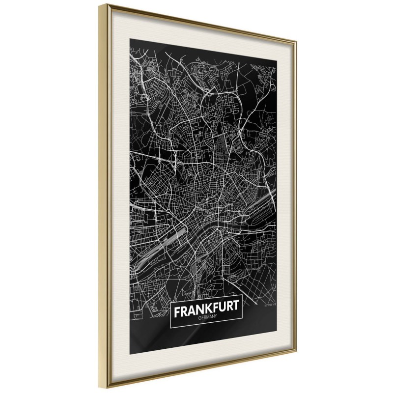 Plakat - Plan miasta: Frankfurt (ciemny)