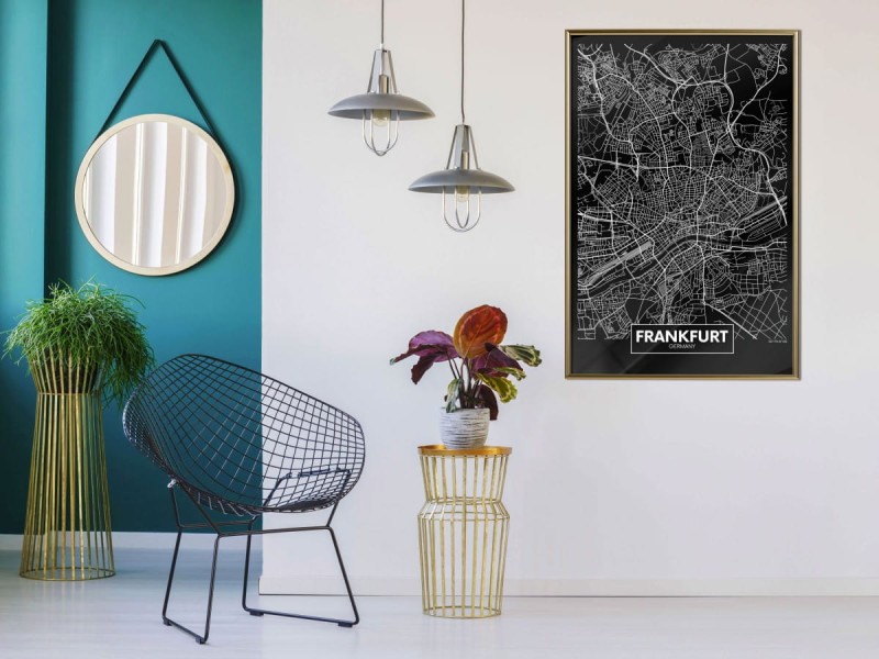 Plakat - Plan miasta: Frankfurt (ciemny)