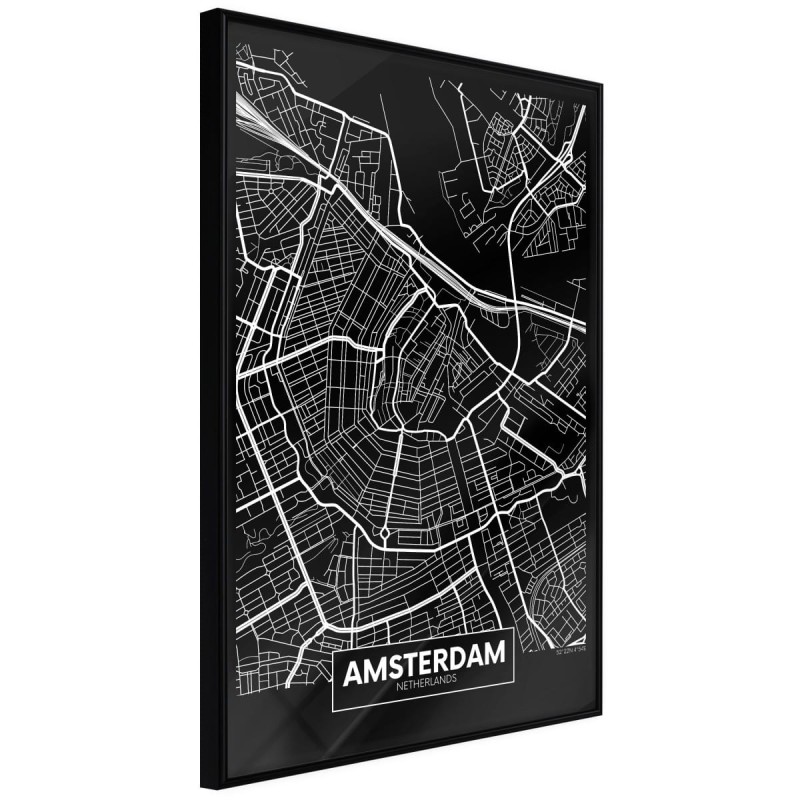 Plakat - Plan miasta: Amsterdam (ciemny)