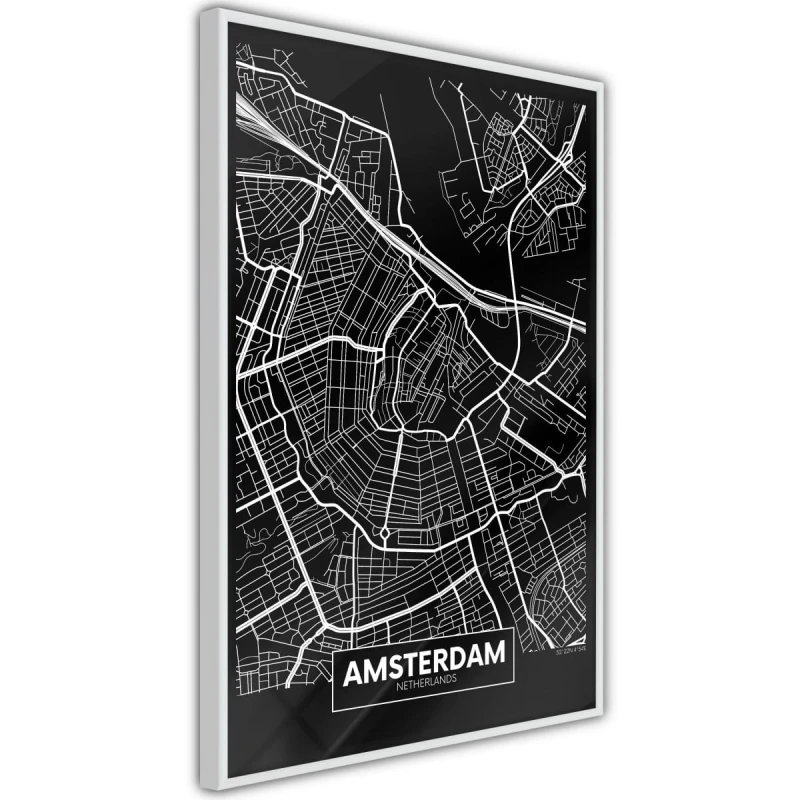 Plakat - Plan miasta: Amsterdam (ciemny)
