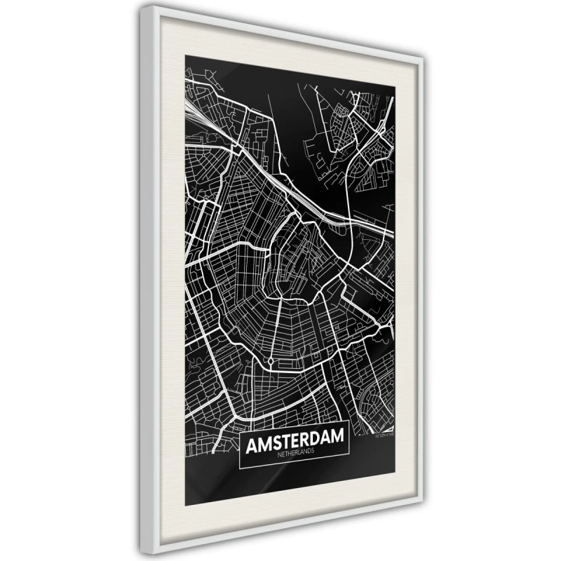 Plakat - Plan miasta: Amsterdam (ciemny)