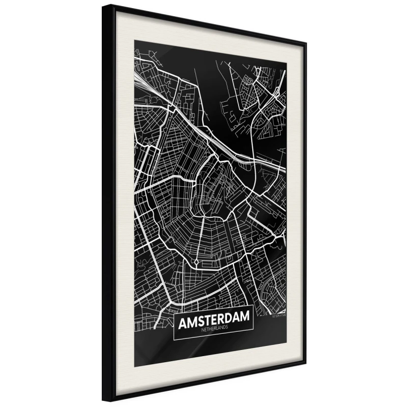 Plakat - Plan miasta: Amsterdam (ciemny)