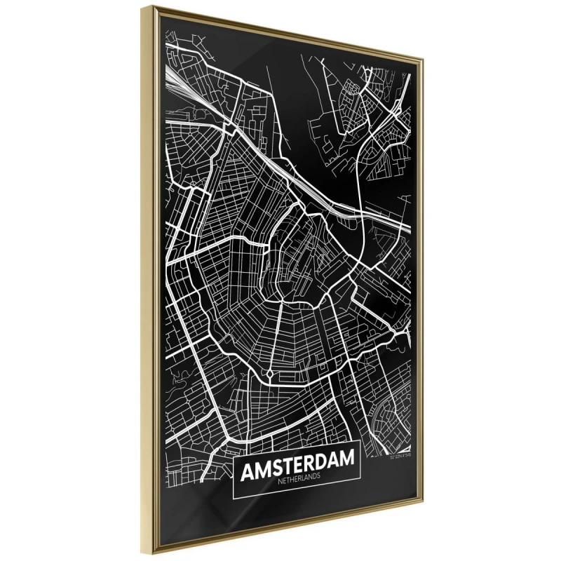 Plakat - Plan miasta: Amsterdam (ciemny)
