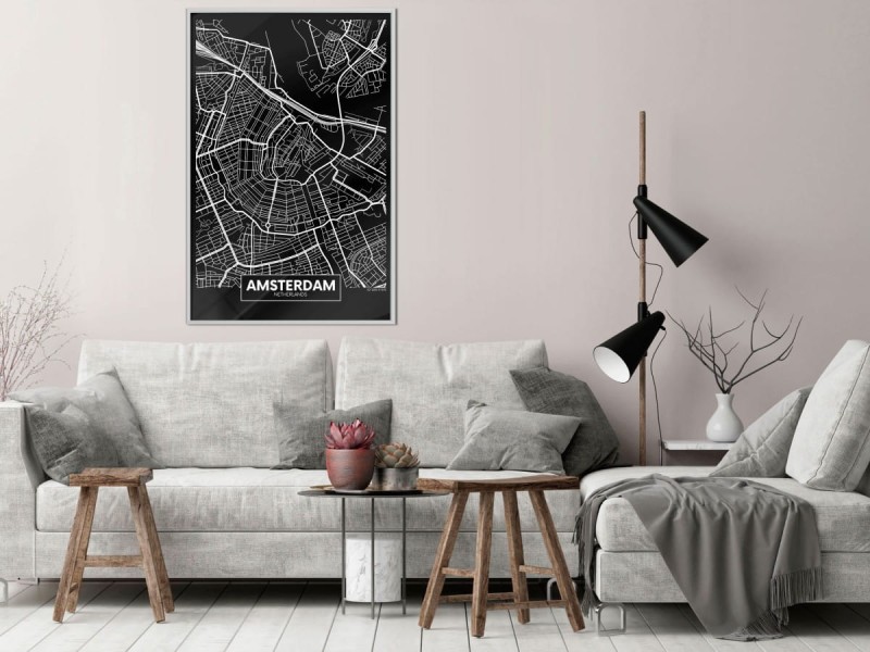 Plakat - Plan miasta: Amsterdam (ciemny)