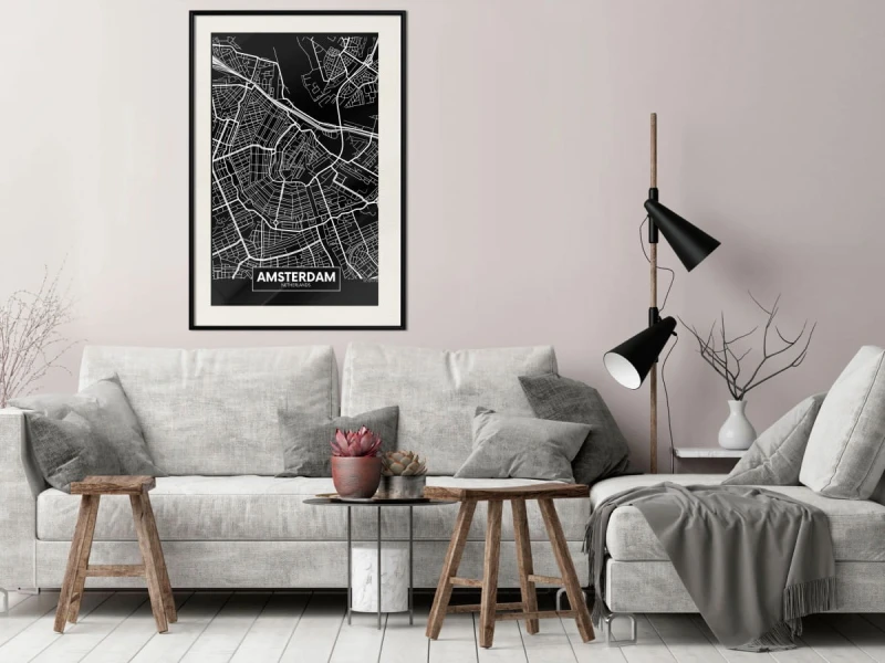 Plakat - Plan miasta: Amsterdam (ciemny)