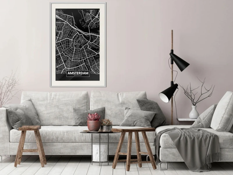 Plakat - Plan miasta: Amsterdam (ciemny)