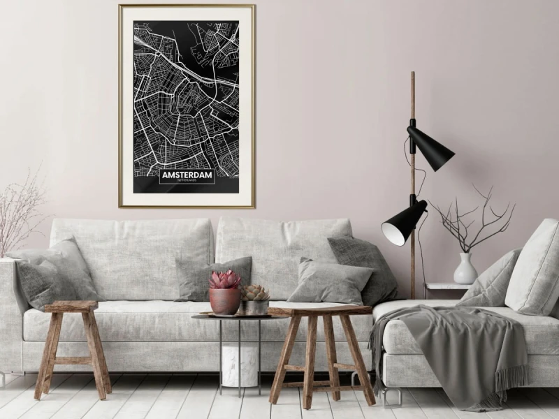 Plakat - Plan miasta: Amsterdam (ciemny)